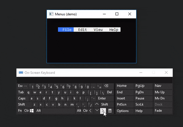 Menus library demo